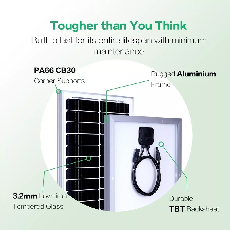 Ηλιακό πάνελ 12v 100w φορτιστή μπαταριών Μονό σπίτι εκτός δικτύου RV Camper πλοίο τροχόσπιτο