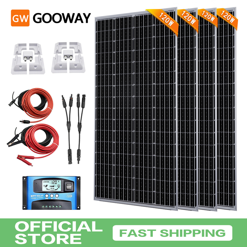 120w Ηλιακό Πίνακα Κιτ 12v Με Κράτες Εγκατάστασης Καραβάνι RV Camper Βαν Στέγαση