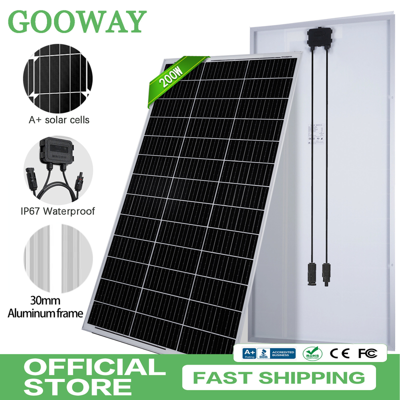 12v ηλιακό πάνελ 200w μονοεκτός δικτύου για RV Campervan Boat Caravan Motorhome
